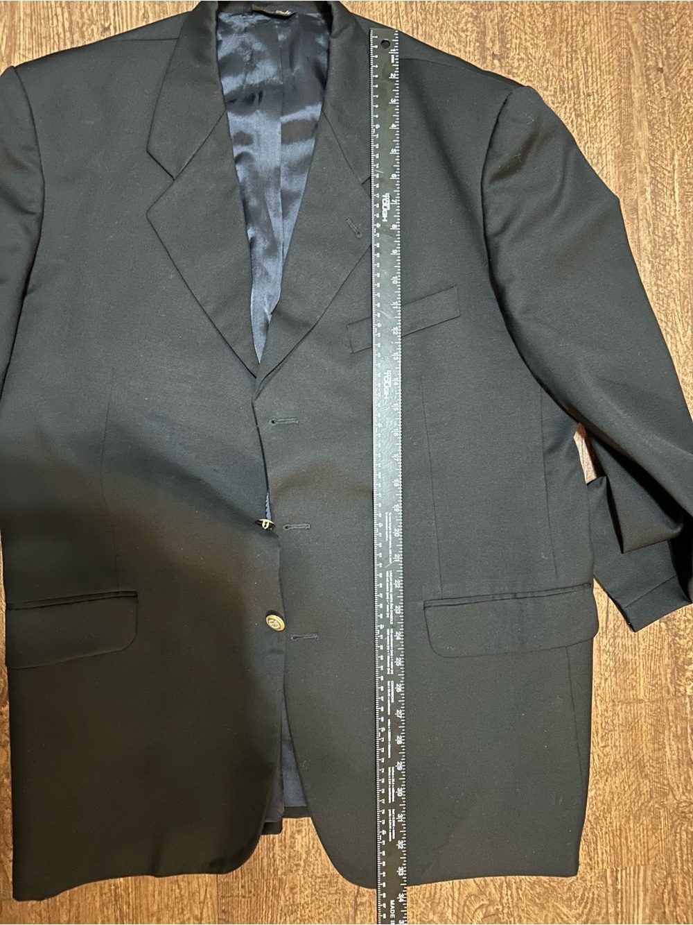 Roberto Villini Men’s Super 100 Wool Blazer Black Gold Buttons Italy 48 50 - Picture 13 of 13